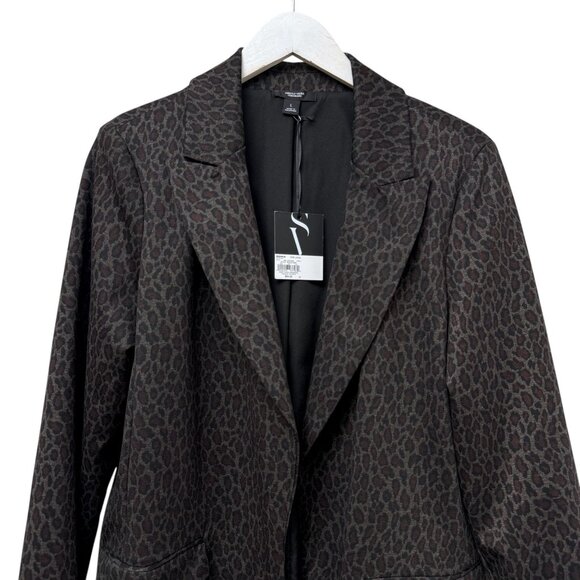Simply Vera Leopard Blazer Size Large Stretch Ponte Knit Womens Jacket NWT Brown - Picture 2 of 8